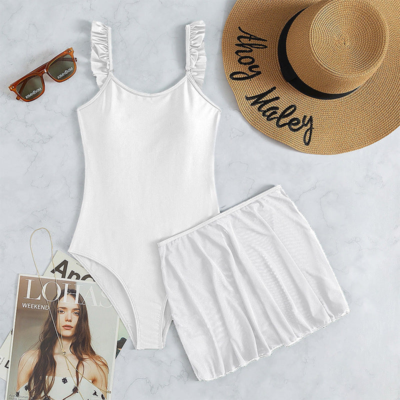 Damer elegant Strandcover-Up med ruffle detaljer Skovae
