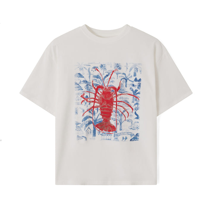Dame T-shirt med kunstnerisk motiv i vintage-stil Skovae