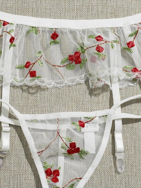 Dame Floral Spids-Bralette og String-Sæt Stilla 1752572955