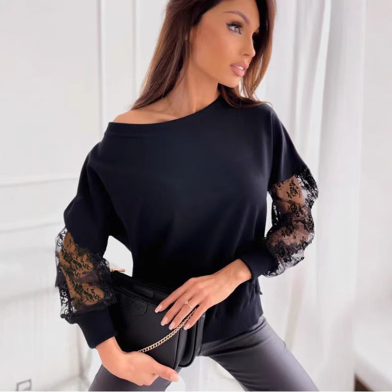 Dame Sweatshirt med transparente spidsærmer og løs pasform Stilla