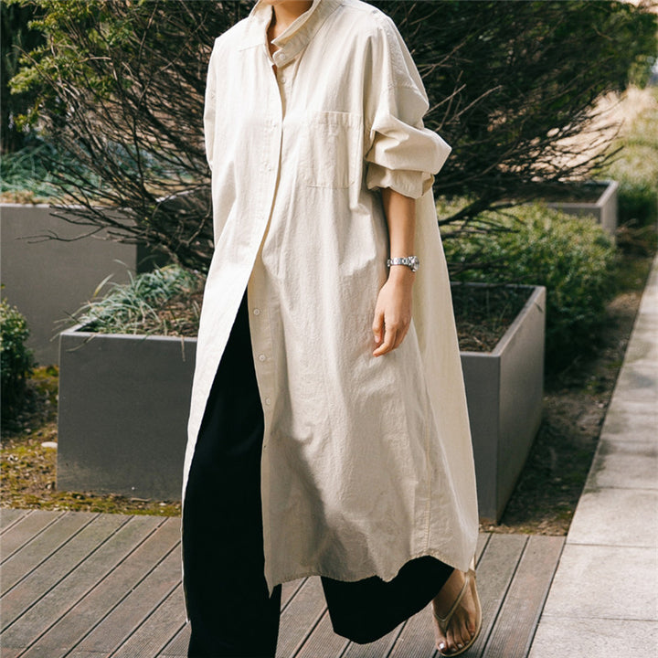 Dame Oversized Skjortekjole i let bomuld med trendy snit Stilla