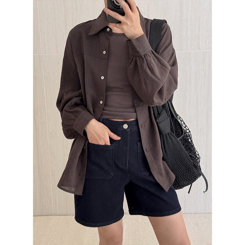 Dame jeans-shorts med bred pasform og praktiske lommer Stilla