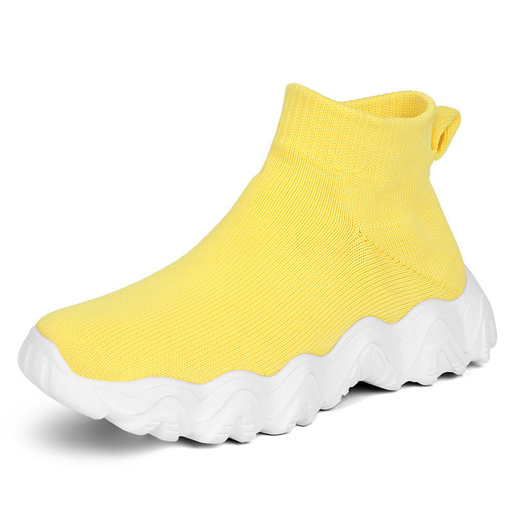 Dame nan elastisk strik-sokkesko med ergonomisk bølget plateau sål Skovae