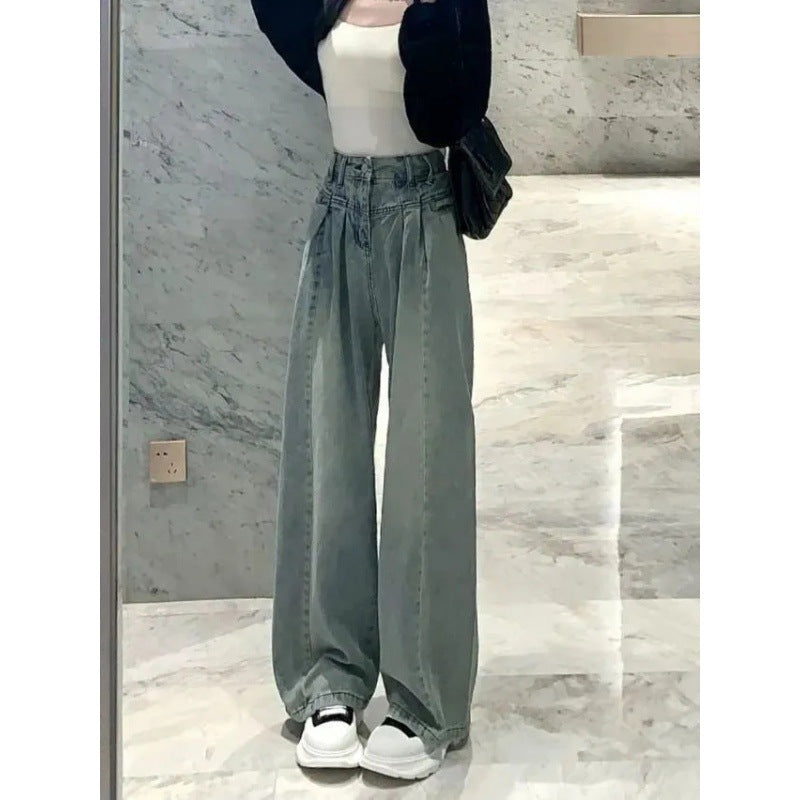 Kvinders bredslidte højtaljede jeans med elegant bæltedesign Stilla