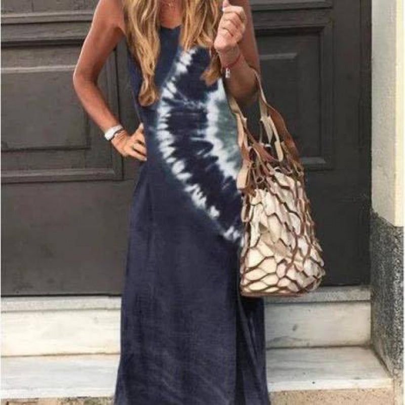 Kvinders maxikjole med moderne tie-dye design og afslappet pasform Stilla