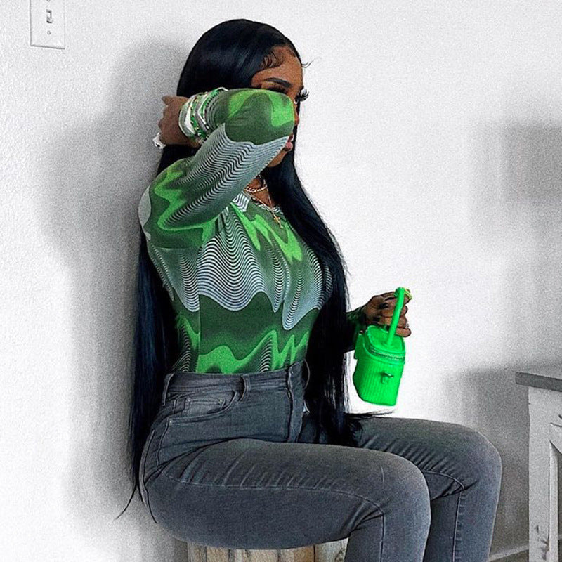 Dame Langærmet Grafik Bodysuit Stilla