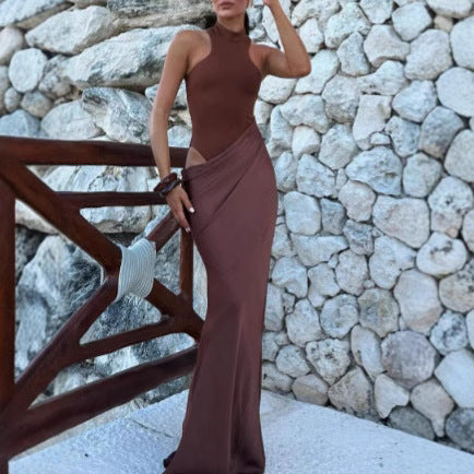 Dame maxi kjole med fashionable cut Skovae