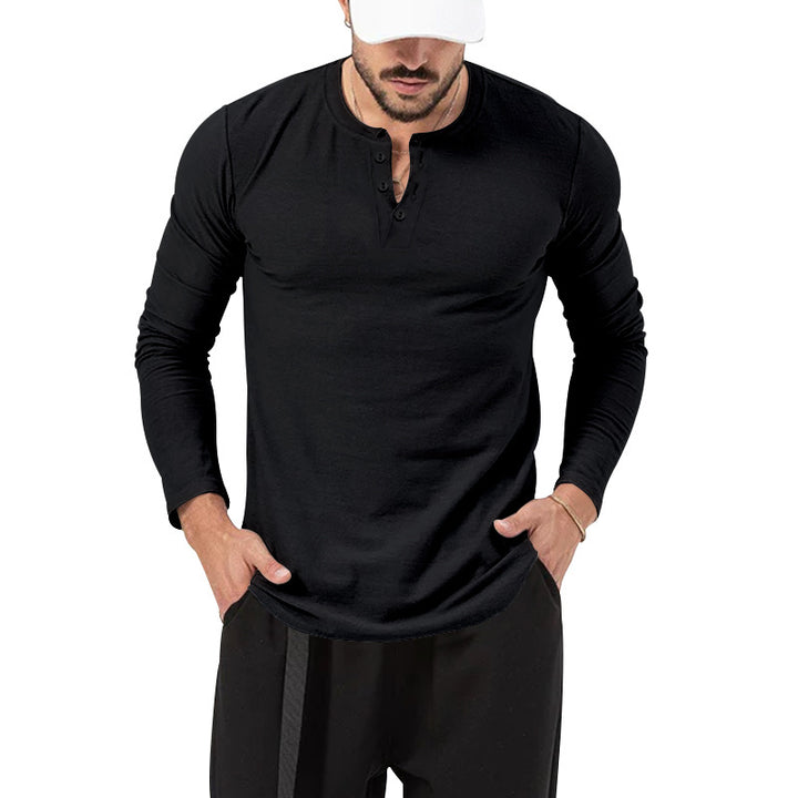 Herrer Langærmet skjorte med mode Henley-udskæring og praktiske knapper Stilla