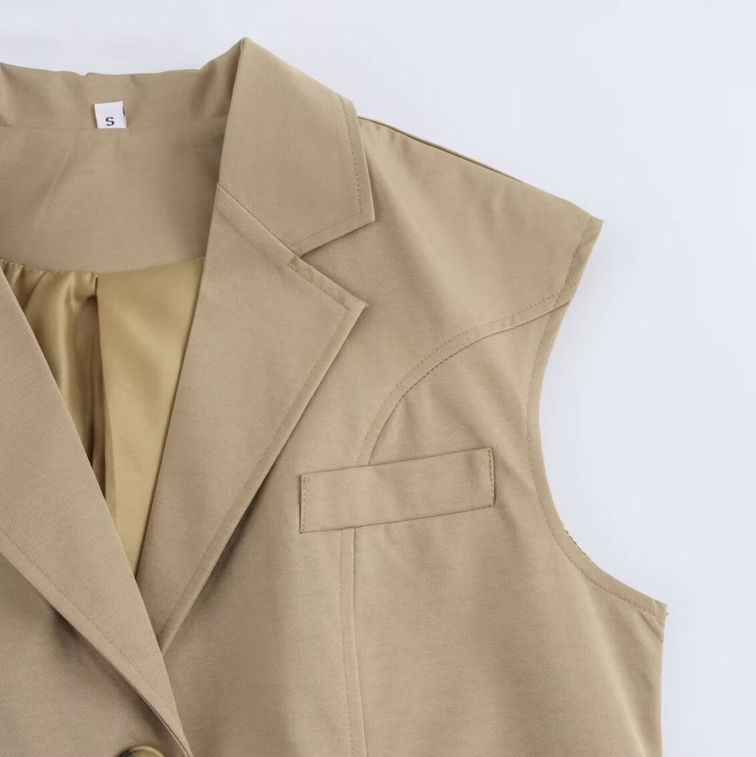 Femme figursyet ærmeløs blazer-vest Stilla
