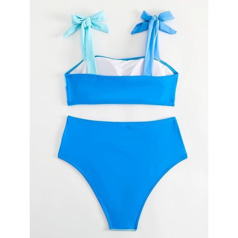 Dame Bikini-Sæt med legende sløjfer og moderne farveblokdesign Skovae