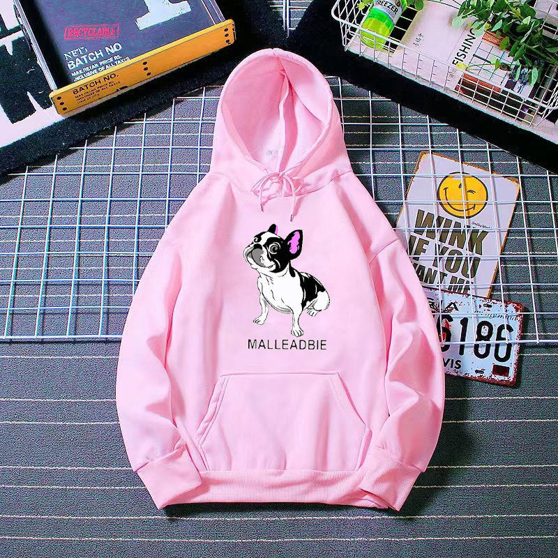 Kvinders hoodie med kreativt fransk bulldogdesign Skovae