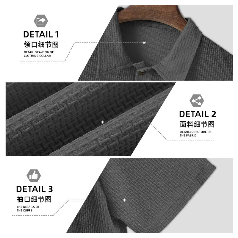 Herrer nano struktureret mikrojacquard-polo-shirt med slank pasform og elastisk komfortstretch Skovae