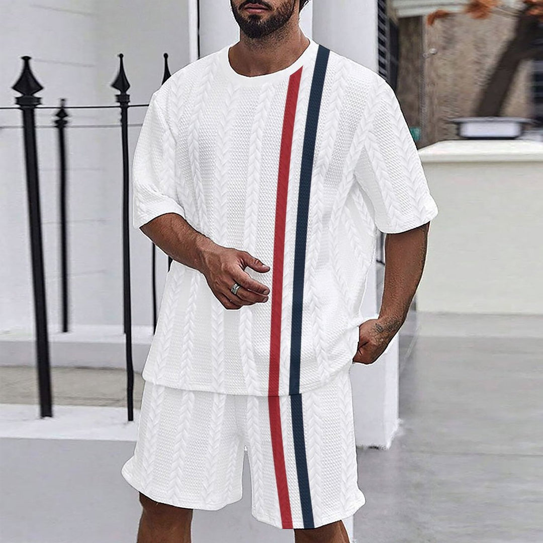 Herrer nautisk fritidsoutfit med maritimt stripesmønster og ankerdesign Stilla