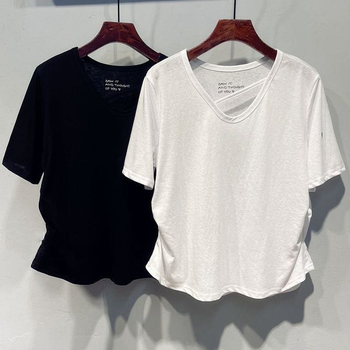 Dame Relaxed Fit V-Hals Korte Ærmer T-Shirt Stilla