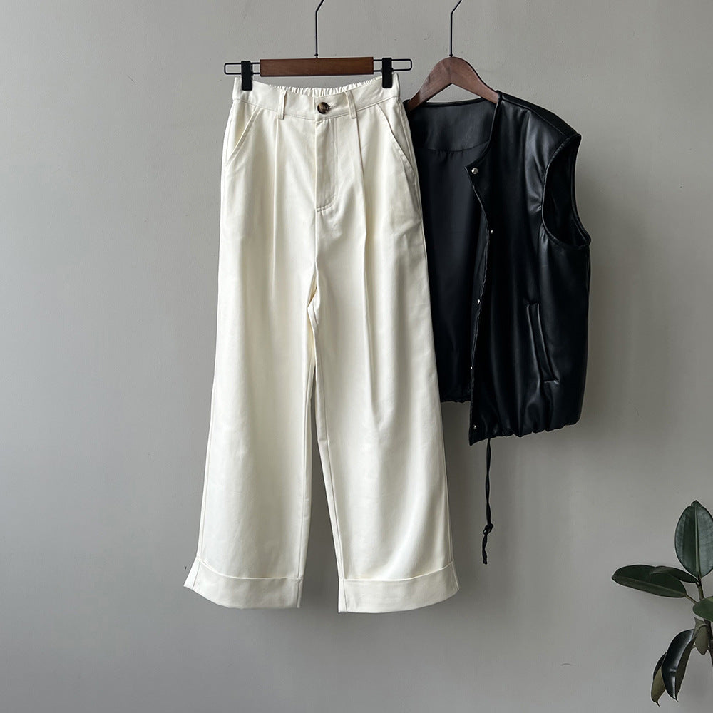 Dame bred Culotte-bukser med høj talje og elegante plissé-detaljer Stilla
