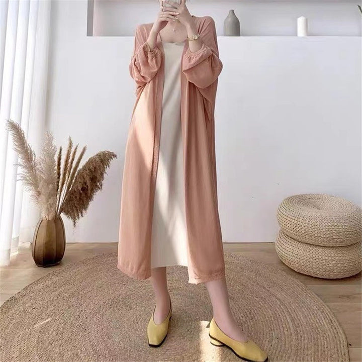 Dame maxi kjole med let kimono overlay Stilla
