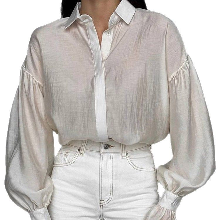 Dame fritidsbluse med voluminøse ærmer Stilla