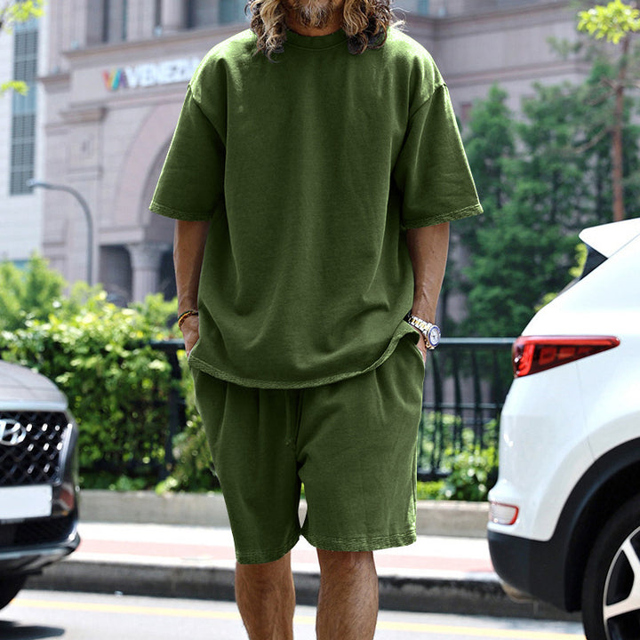 Herrer afslappet oversized T-shirt og shorts sæt Stilla