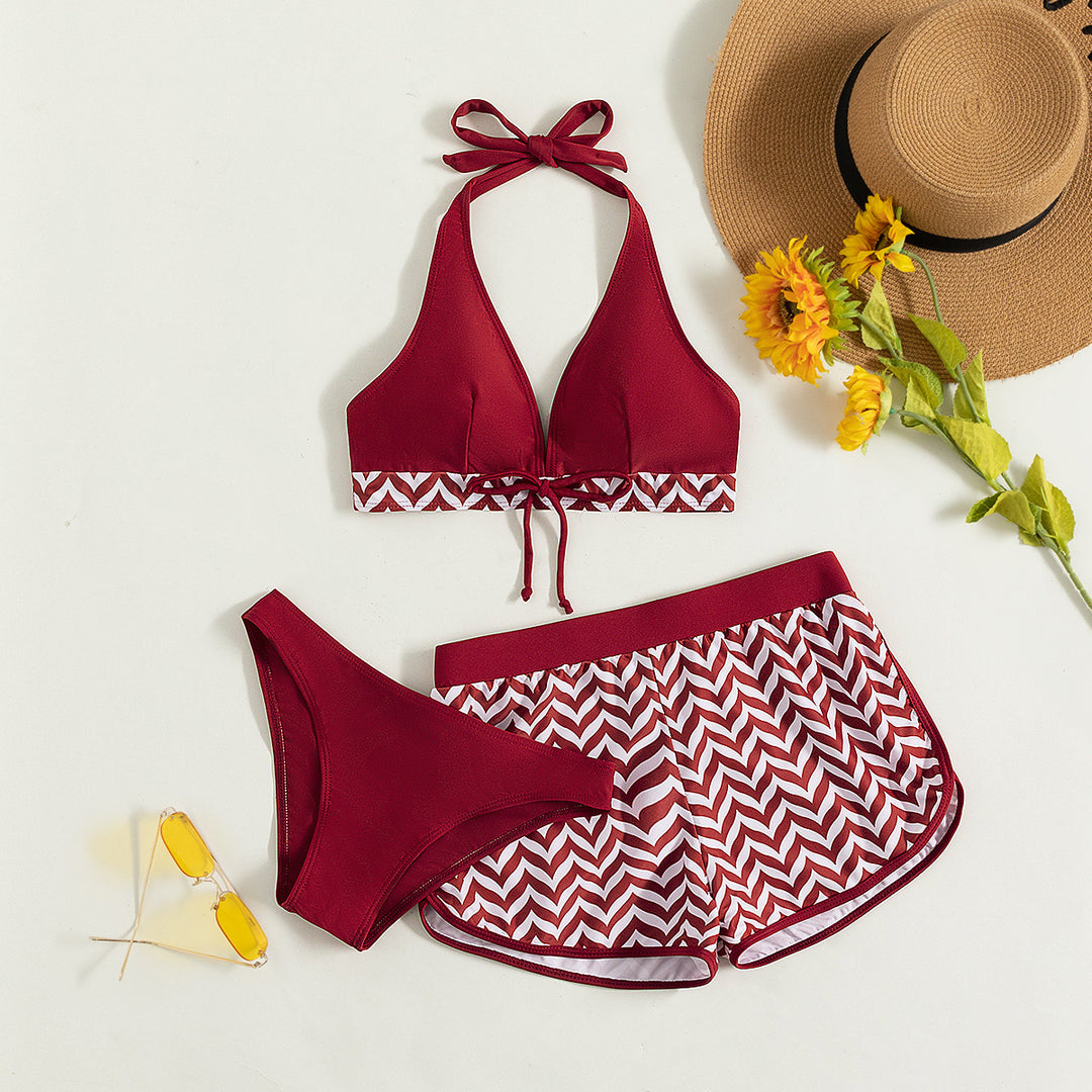 Dame bikini-sæt med dyb v-hals og sporty high-waist trusse Stilla