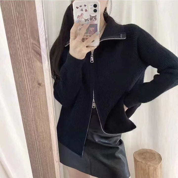 Kvinders cardigan med asymmetrisk lynlås Stilla