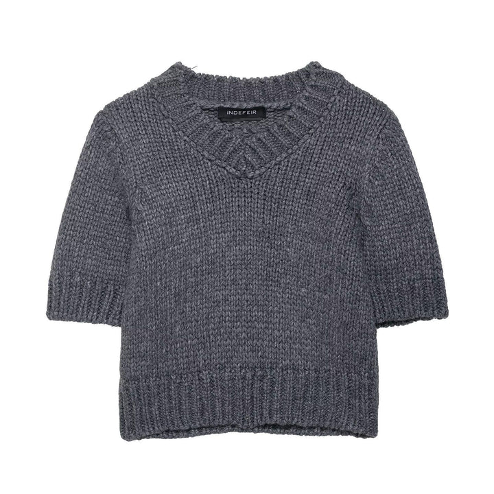 Dame sweater med kort ærme og V-hals Stilla