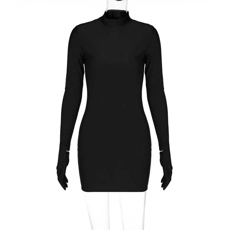 Damer Elegante Langærmet Kjole med højkrave og tætsiddende snit Stilla