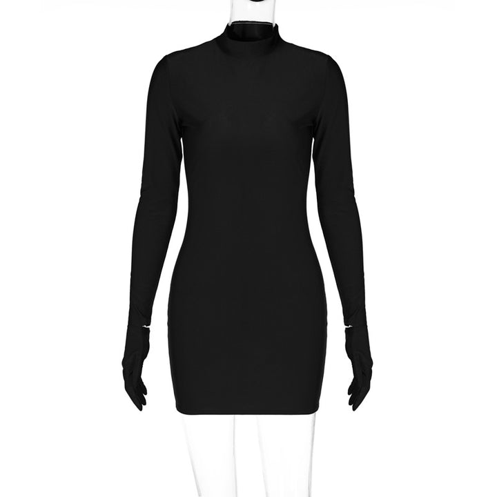 Damer Elegante Langærmet Kjole med højkrave og tætsiddende snit Stilla