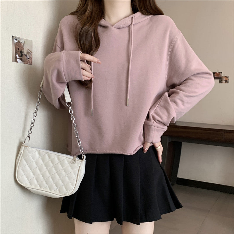 Dame Cropped Hoodie med justerbare snore Stilla