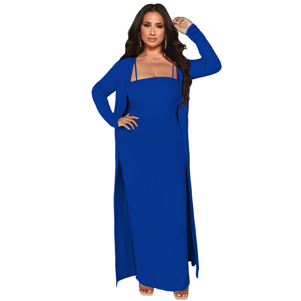 Dame Strapless Maxikjole med lang Cardigan Stilla