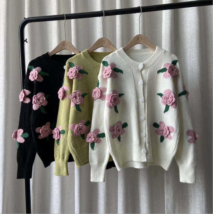 Dame cardigan med blomster motiver Stilla