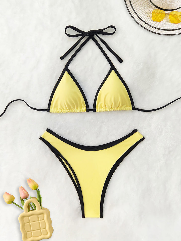 Dame Triangel-Bikini med spændende stribe-design Skovae