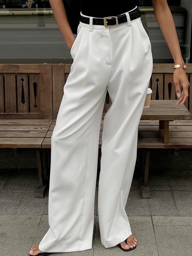 Dame Bredskåret Chino-bukser med høj talje og elegante plisseringer Stilla