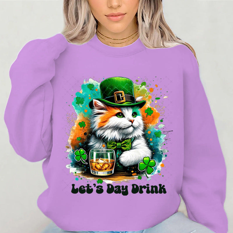 Kvinders sweatshirt med sjov katte-design og inspirerende tekst Stilla