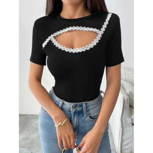 Dame Figurtilpasset Bodysuit med fin blondekant Skovae