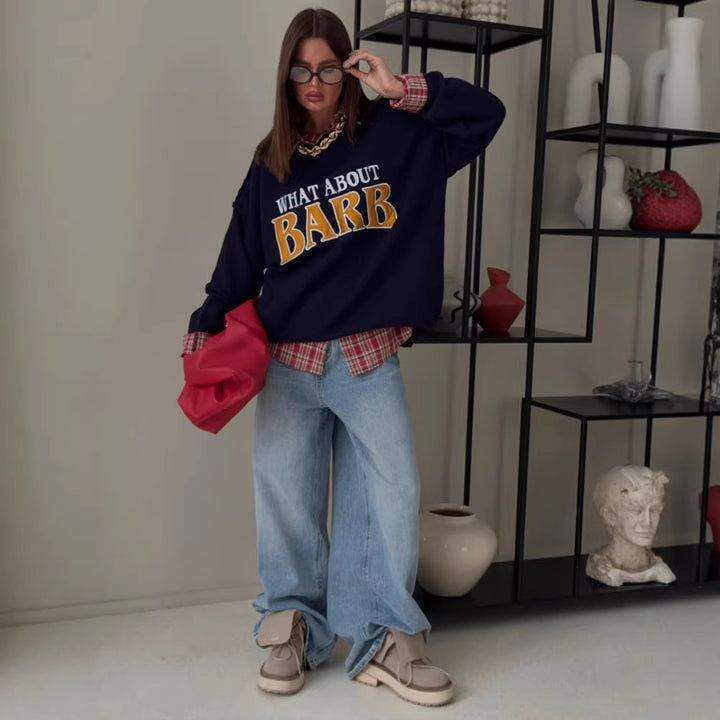 Kvinder sweatshirt med kreativt tekst og afslappet pasform Stilla