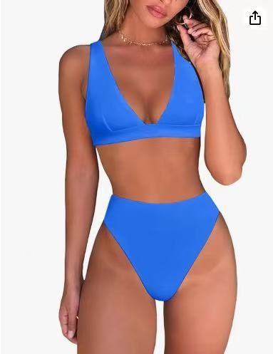 Dame Høj taljeret Bikini Sæt med V-Udskæring Skovae