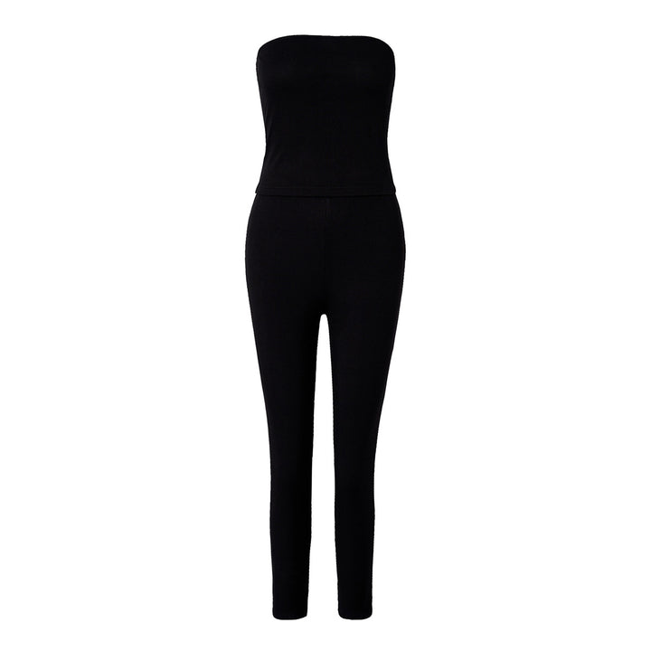 Dame figursyet strop-jumpsuit i ribmønster Stilla