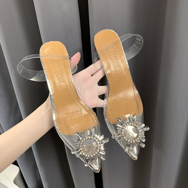 Dame Elegante Slingback-pumps med gennemsigtigt overmateriale og funkende smykkedetalje Stilla