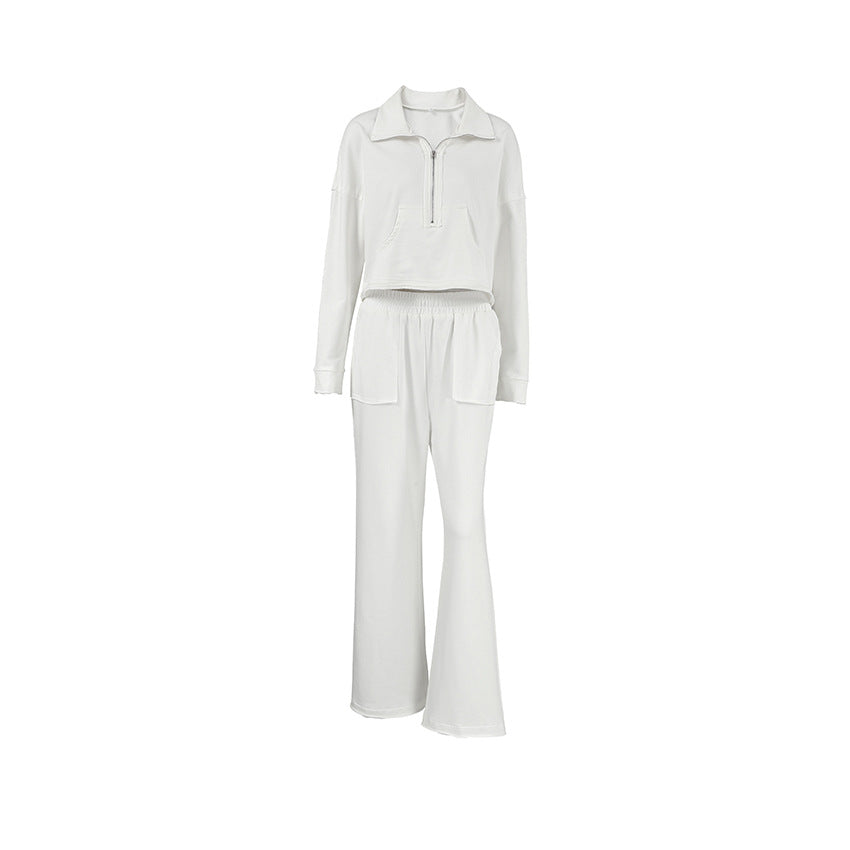 Dame Sporty Cropped Sweatshirt med afslappet Bukser Stilla