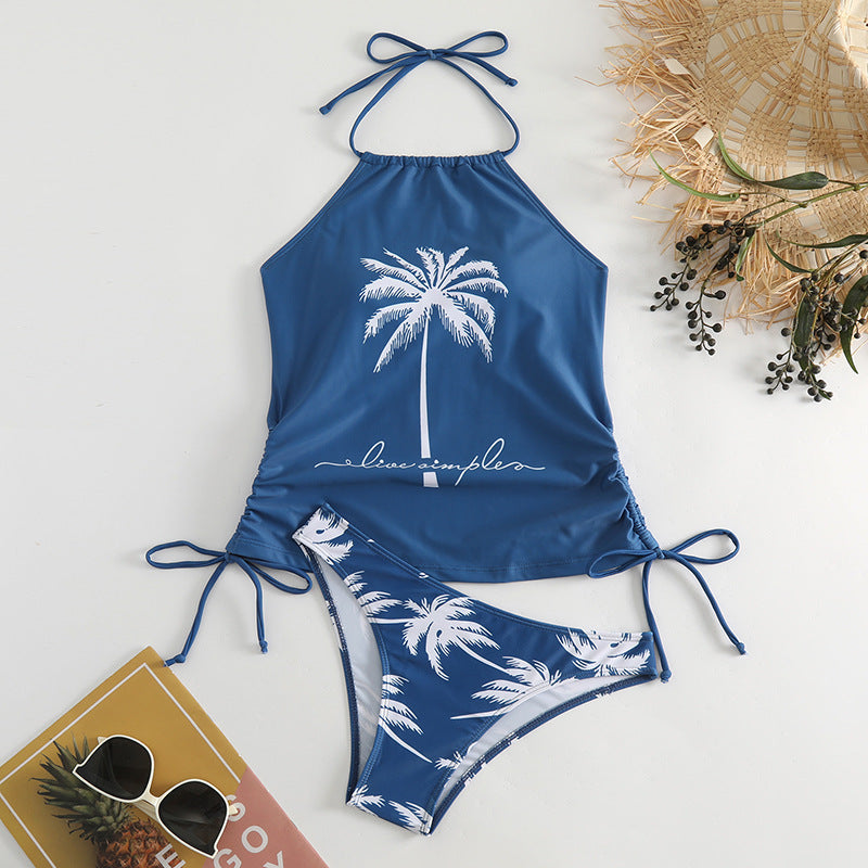 Dame trendy bikinisæt med palme-motiv Skovae