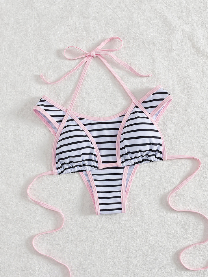 Dame Sporty bikini top med kvalitets stribedesign Skovae