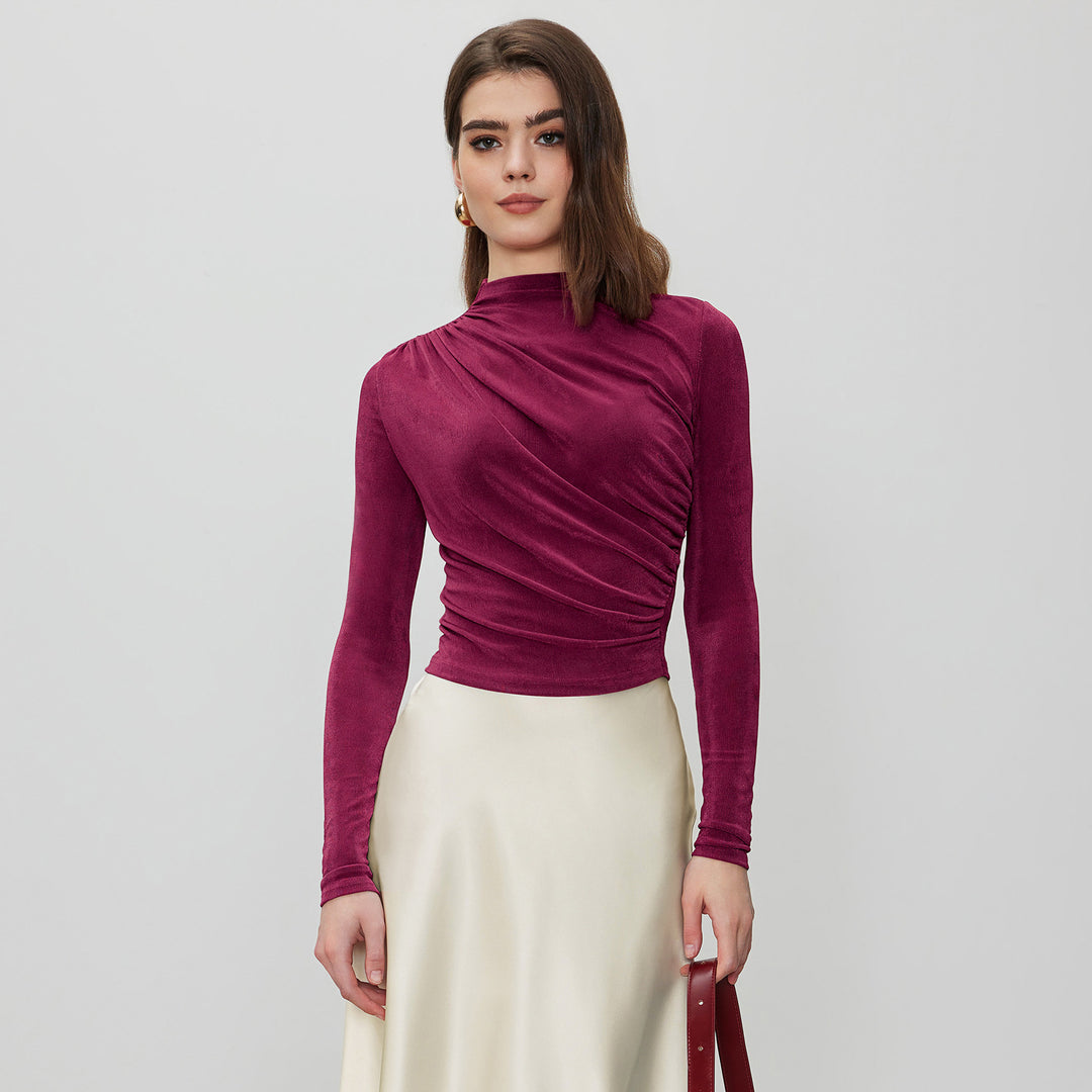 Damer Raffineret Langarmshirt med elegant Wickeldesign Stilla
