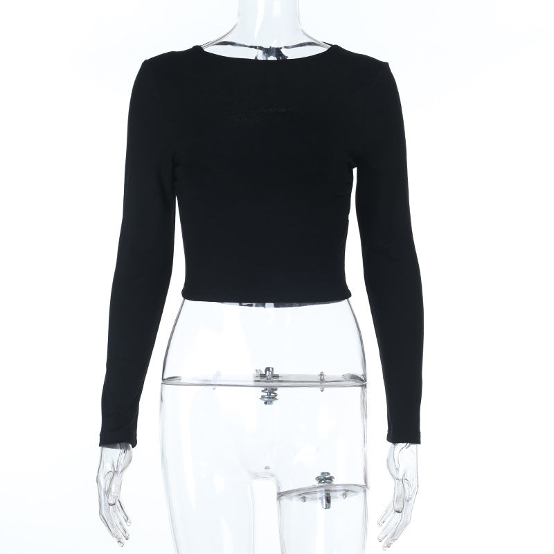 Dame elegant Crop-Top med asymmetrisk rynkning Skovae