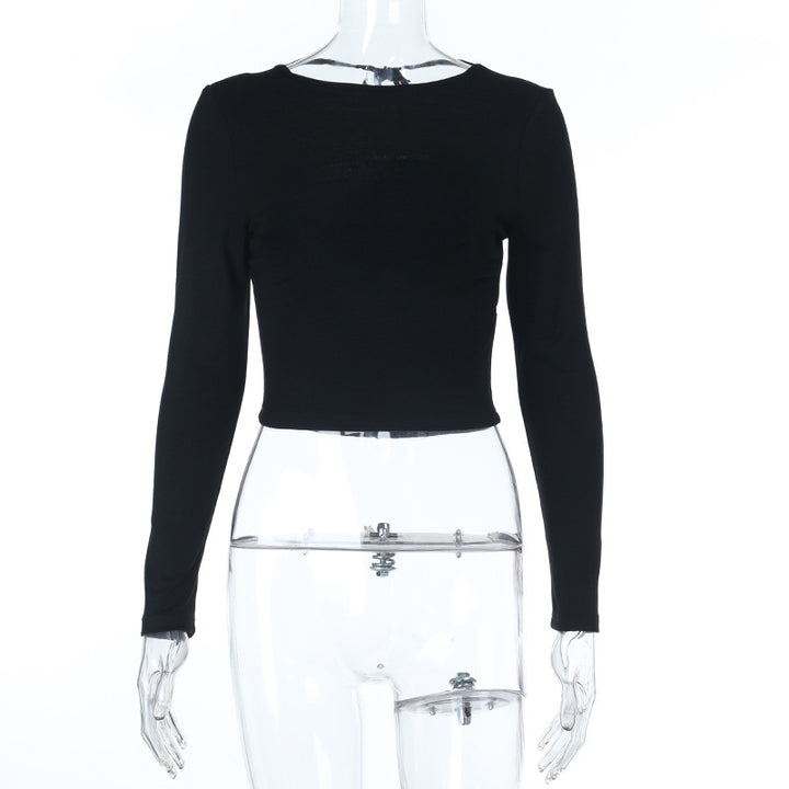 Dame elegant Crop-Top med asymmetrisk rynkning Skovae