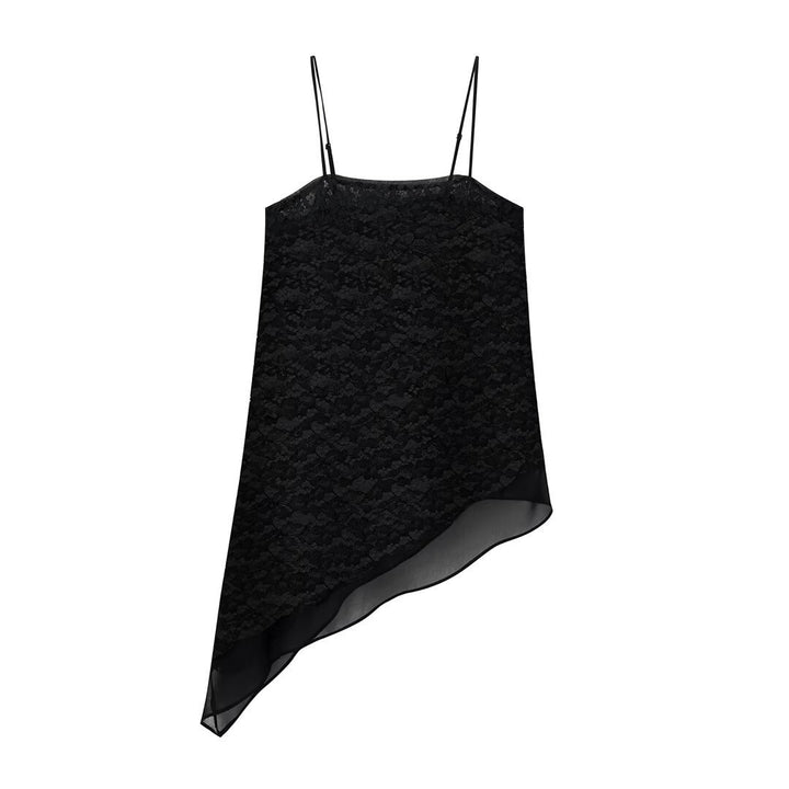 Dame-spids-camisole med asymmetrisk snit og dekorative stropper Skovae