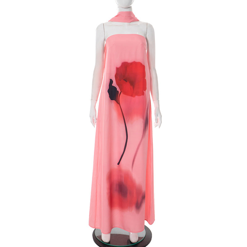 Femme Elegante Blomsterdesign Maxikjole Stilla