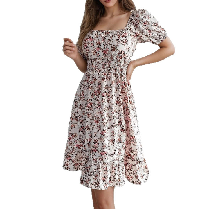 Dame Off-Shoulder Kjole med blomster mønstre og flæser Stilla