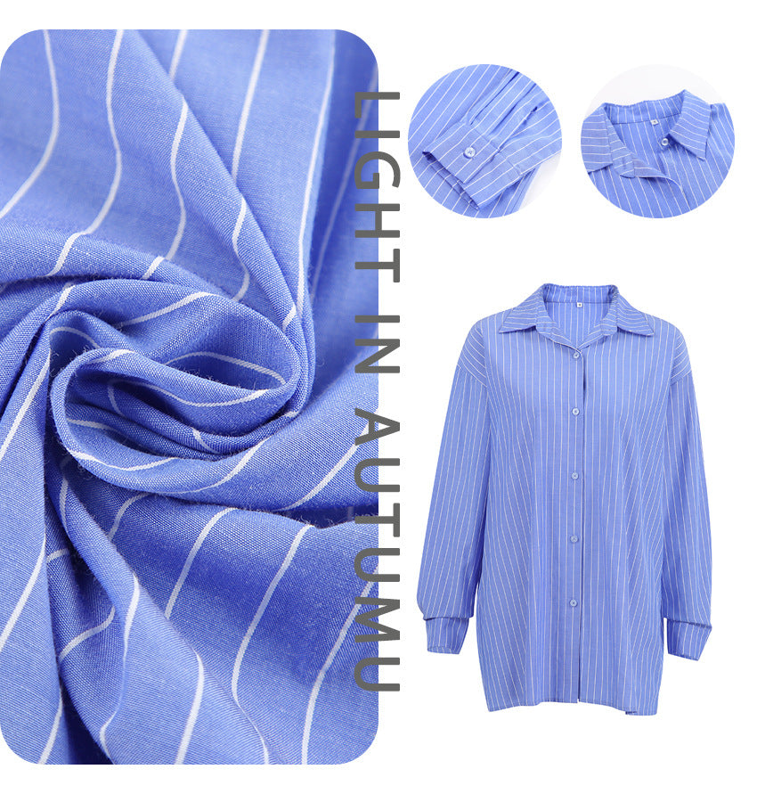 Dame Oversized Bluse med klassisk stribemønster og afslappet snit Stilla