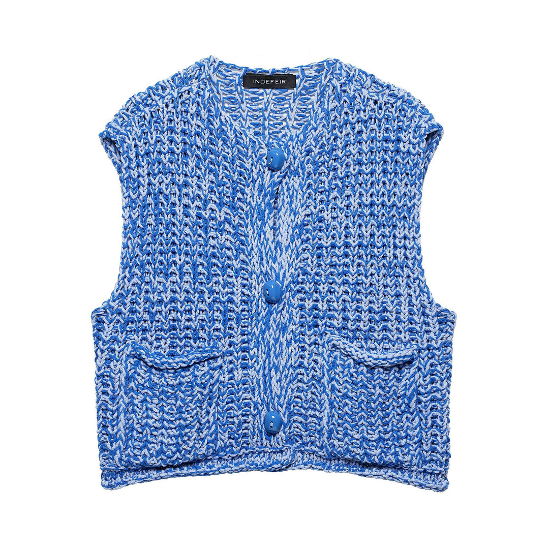 Dame tekstureret strik oversized vest med knap-front Stilla