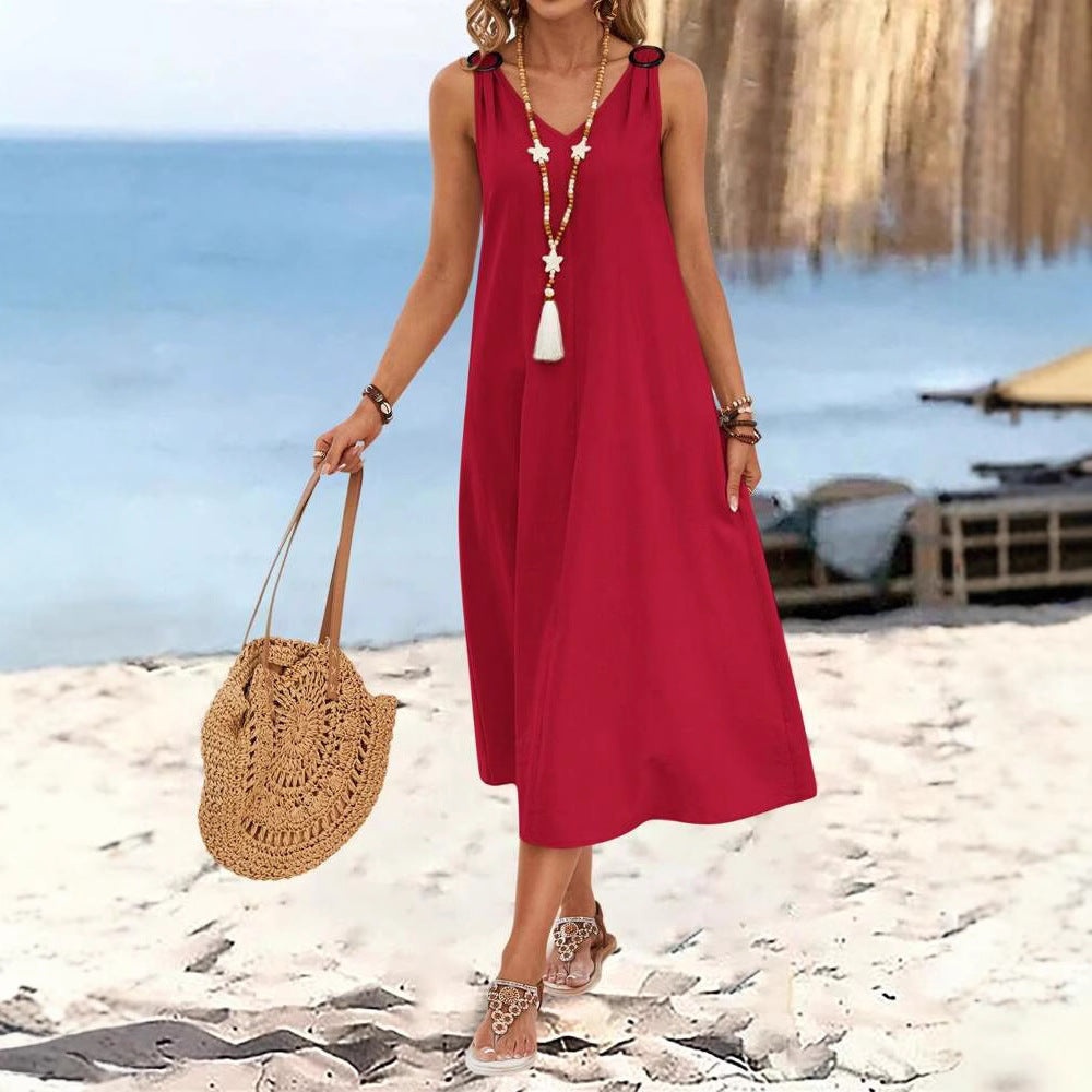 Femme Flowing A-line Maxi Kjole med justerbare stropper Stilla